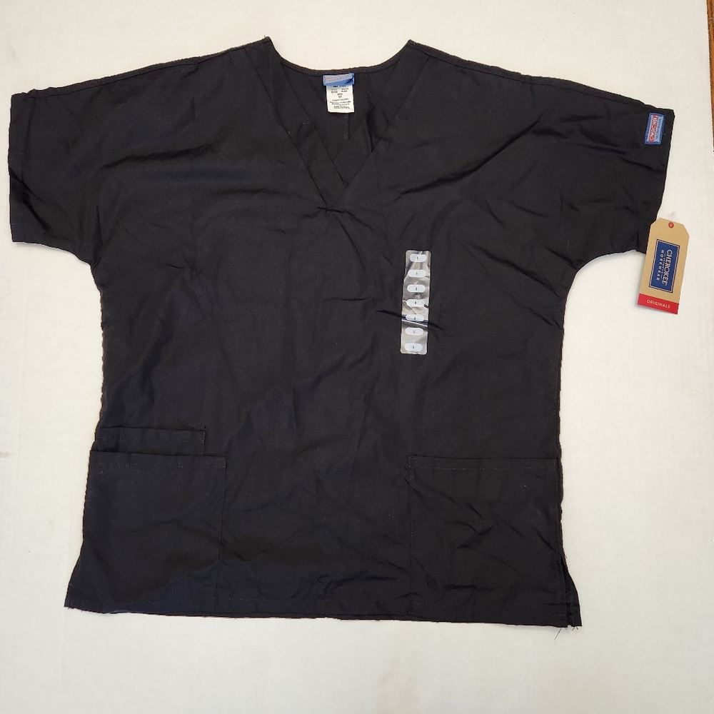 Cherokee Workwear Womens V Neck Traditional 4700 Black Medium Scrub Top NWT